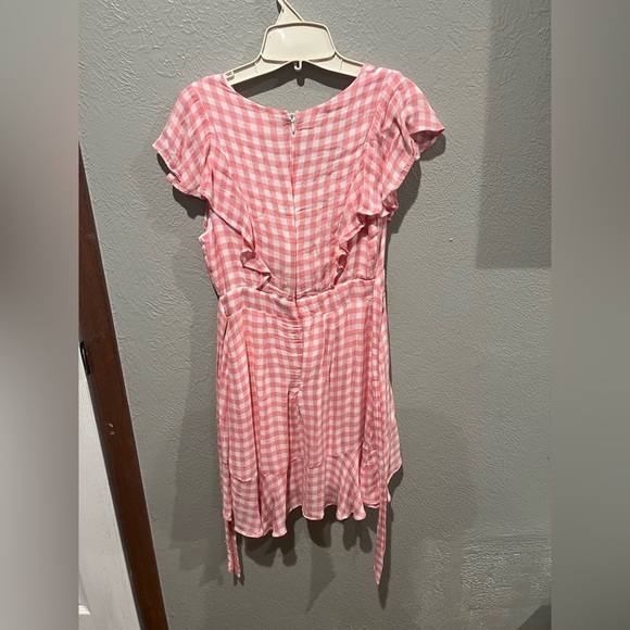Lost + Wander Pink Checkered Dress EUC 100% Rayon Girly Dress - Picture 4 of 4